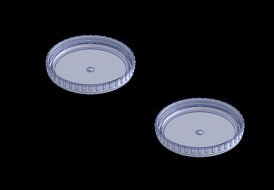 Tampas desenvolvidas para o projeto com núcleo rotativo